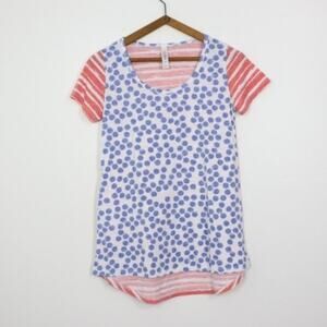 Lularoe Short Sleeve T-Shirt Womens Sz XXS Teen Polka Dot USA Fourth of July
